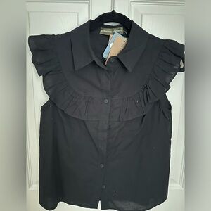 NWT princess Highway black ruffle collar sleeveless blouse